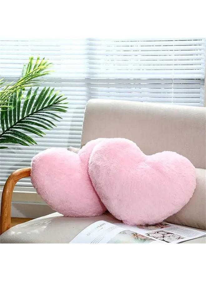 Pink Heart Shaped Throw Pillow Soft Fluffy Romantic Flower Pattern Sofa Bed Decor 33x25cm - Image 2